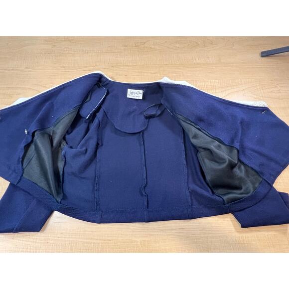 Vintage 70s Lace Lapel Double Breasted Blazer Jacket Cottage Core Womans Size M - Picture 5 of 8